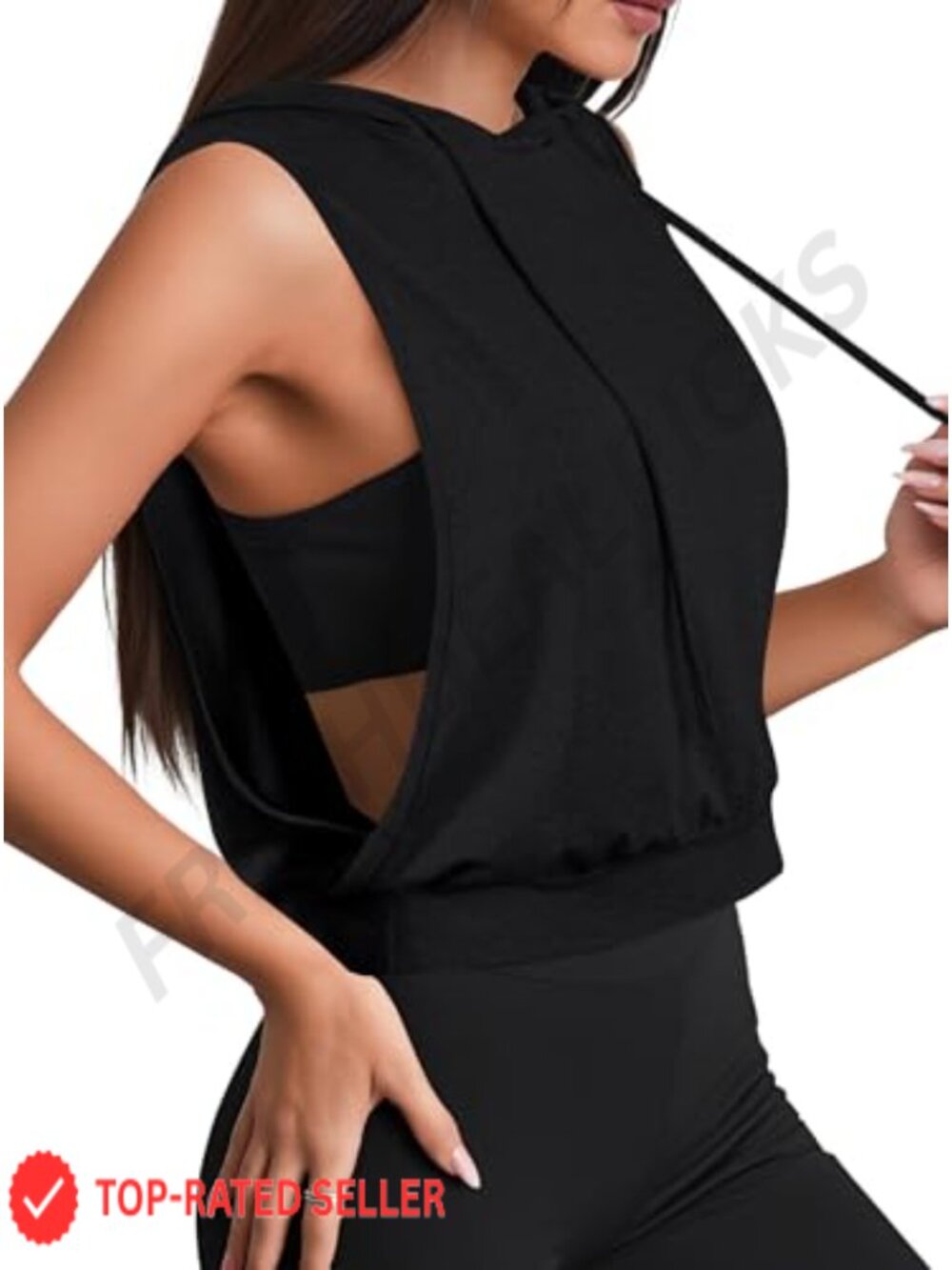 Remidoo Sleeveless Hoodie Women Workout Crop Top Gym Hooded Tank